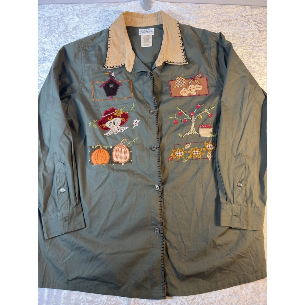 Vintage Y2K Bobbie Brooks Woman 18W 20W Fall Pumpkin Embroidered Jacket
